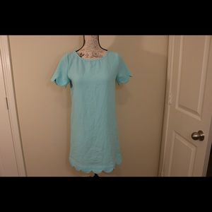 New Impeccable Pig scallop lettuce mint blue dress